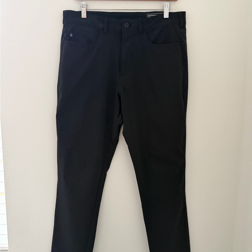 Mizzen+Main Men's Slim Black Performance Helmsman Slim Pants 32x30
